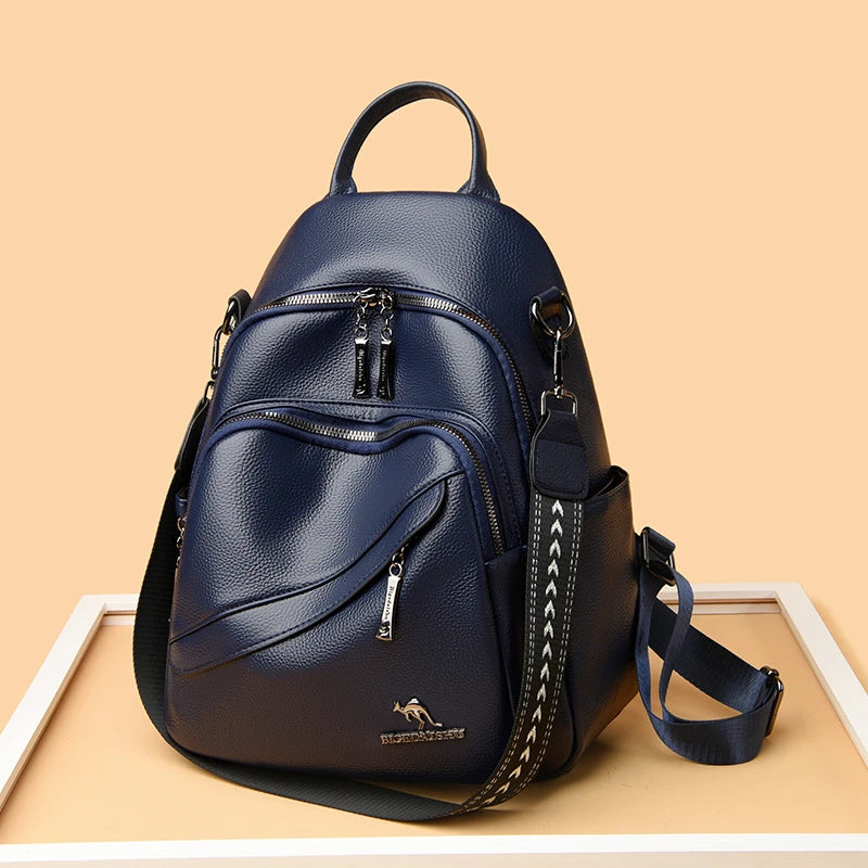 Fashion Backpacks Women Shoulder Bag Simple Rucksack Female Soft Leather Back Pack Ladies Travel Bag Large Capacity School Bags - Clikcy