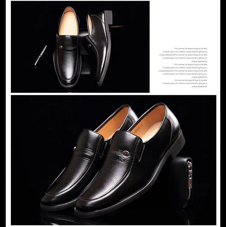 Leather Men Formal Shoes Luxury Brand 2022 Men's Loafers Dress Moccasins Breathable Slip on Black Driving Shoes Plus Size 38-44 - Clikcy