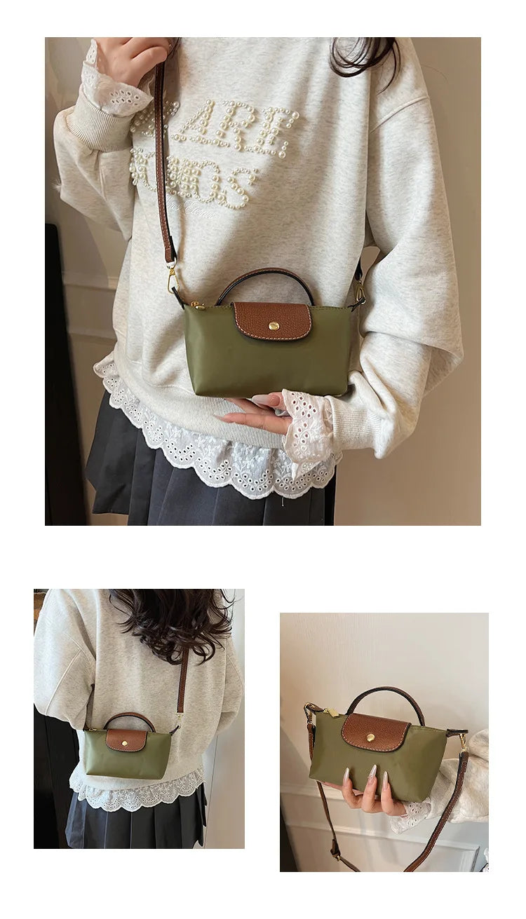 2025 summer lightweight shoulder crossbody bag, fashionable women's bag, plaid canvas, personalized and versatile dumpling bag - Clikcy