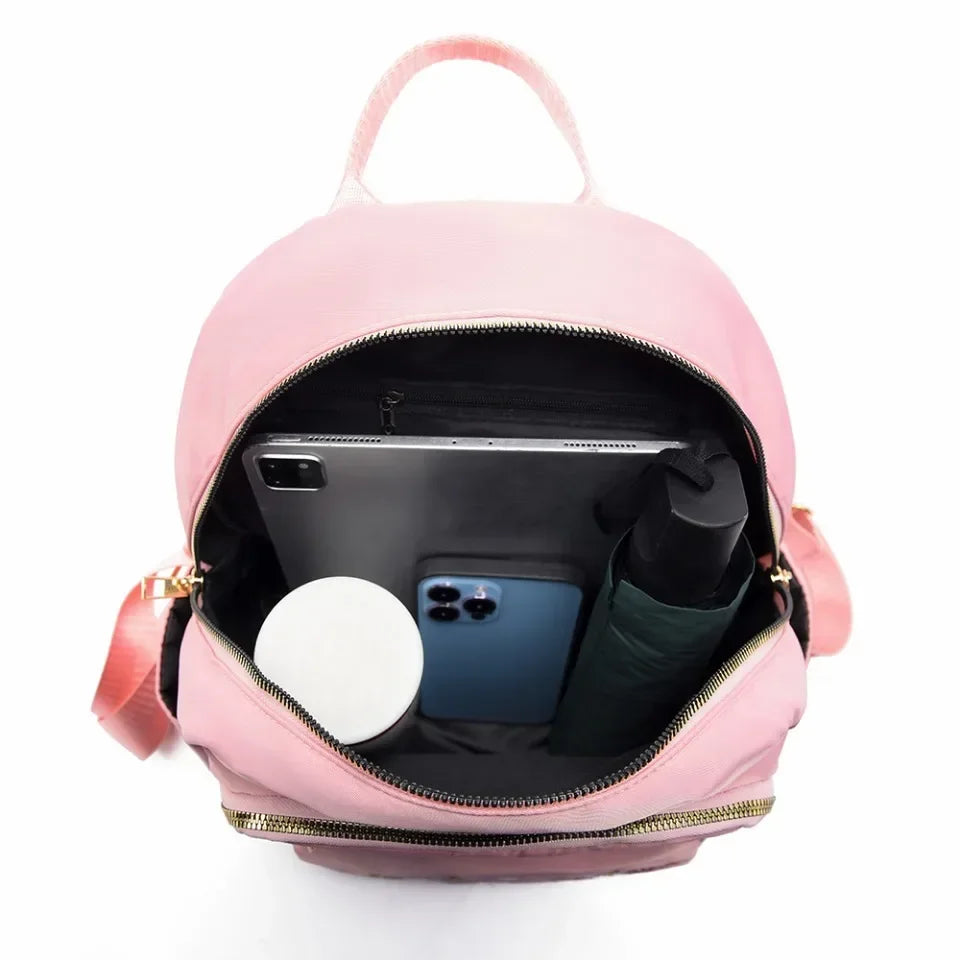 Fashion Nylon Backpack For Women Embroidery Design Student School Bag Leisure Travel Rucksack Popular Girl Commuting Sac A Dos - Clikcy