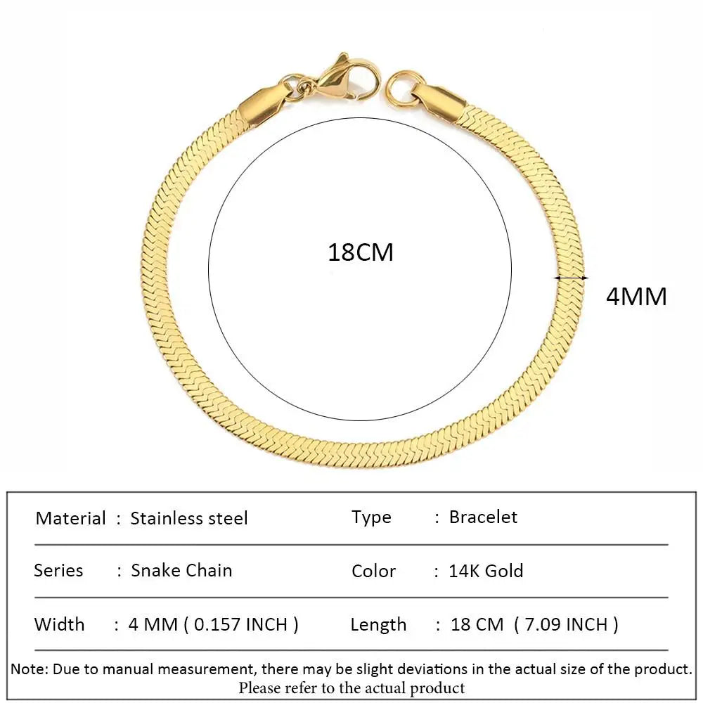 SUNIBI Classic Snake Chain Bracelets for Women Trend  Fashion Stainless Steel Cuban Chain Bracelet Trendy Woman Gifts Jewelry