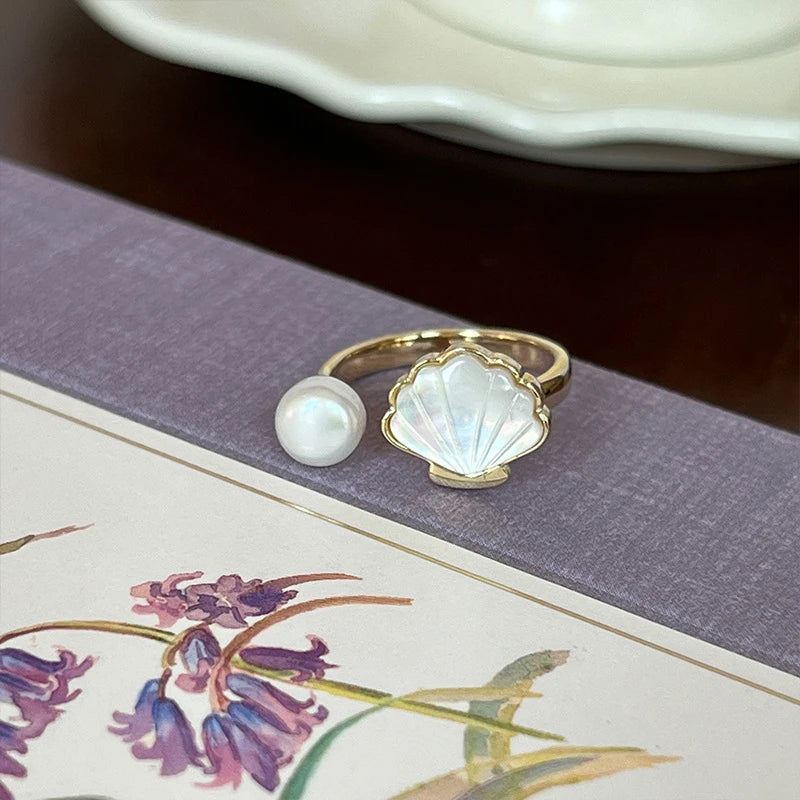 Pearl Ring Female Minority Design Advanced Sense Fashion Personality Adjustable Beimu Vintage Index Finger Ring Jewelry Gift - Clikcy