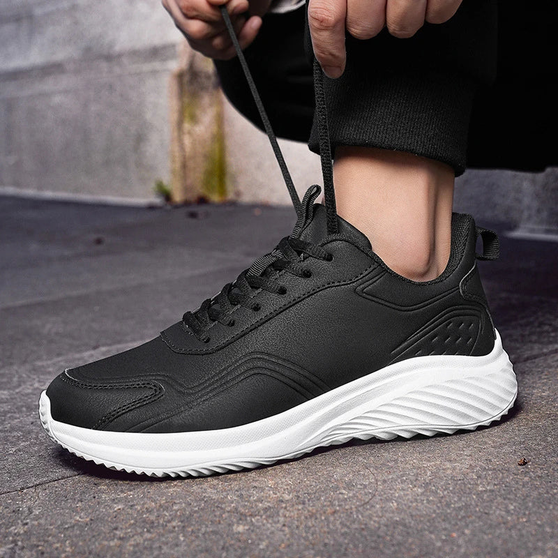 Leather Cushioned Sports Shoes For Men's Lightweight Casual Running Shoes For Autumn And Winter Men's Shoes Versatile And Trendy
