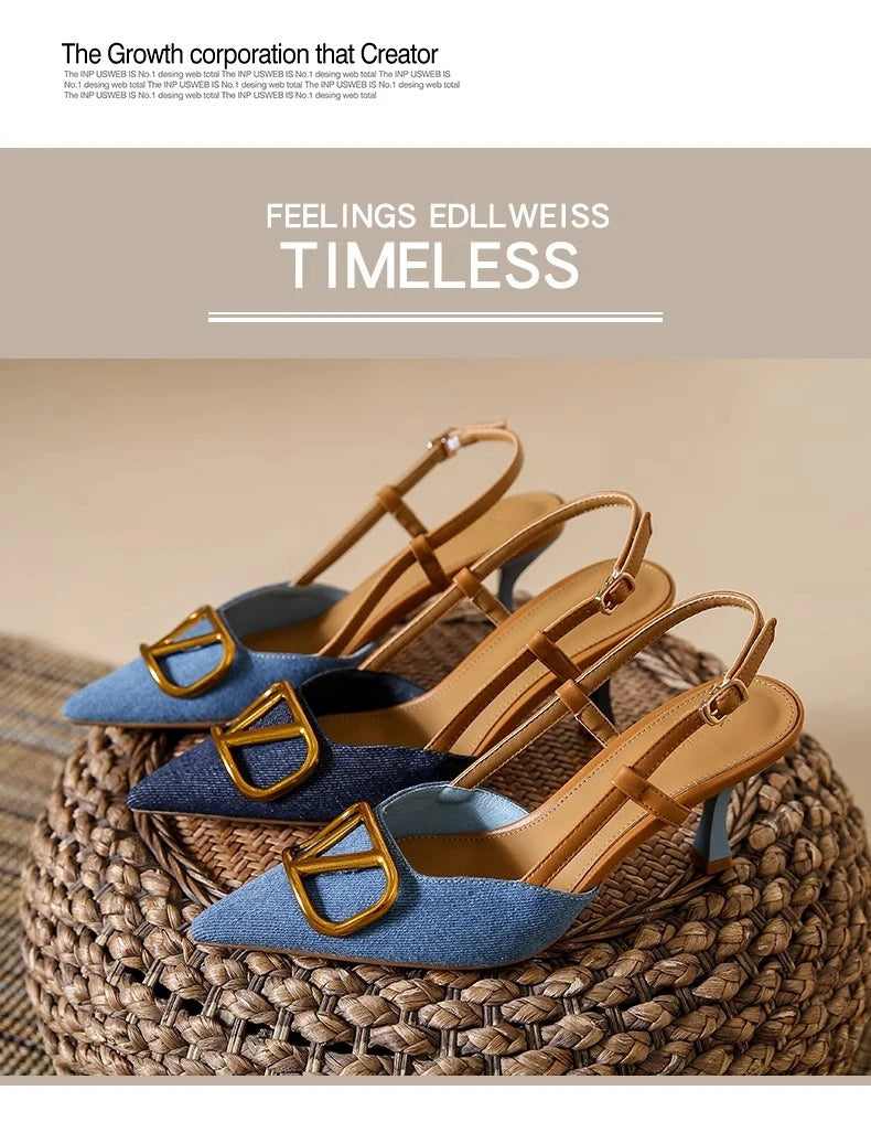 Fashion Slingback Black Comfortable Women Summer Pumps Shoes Outside Very High Heel Sandals 2025 Trend for Wedding Party Dress - Clikcy