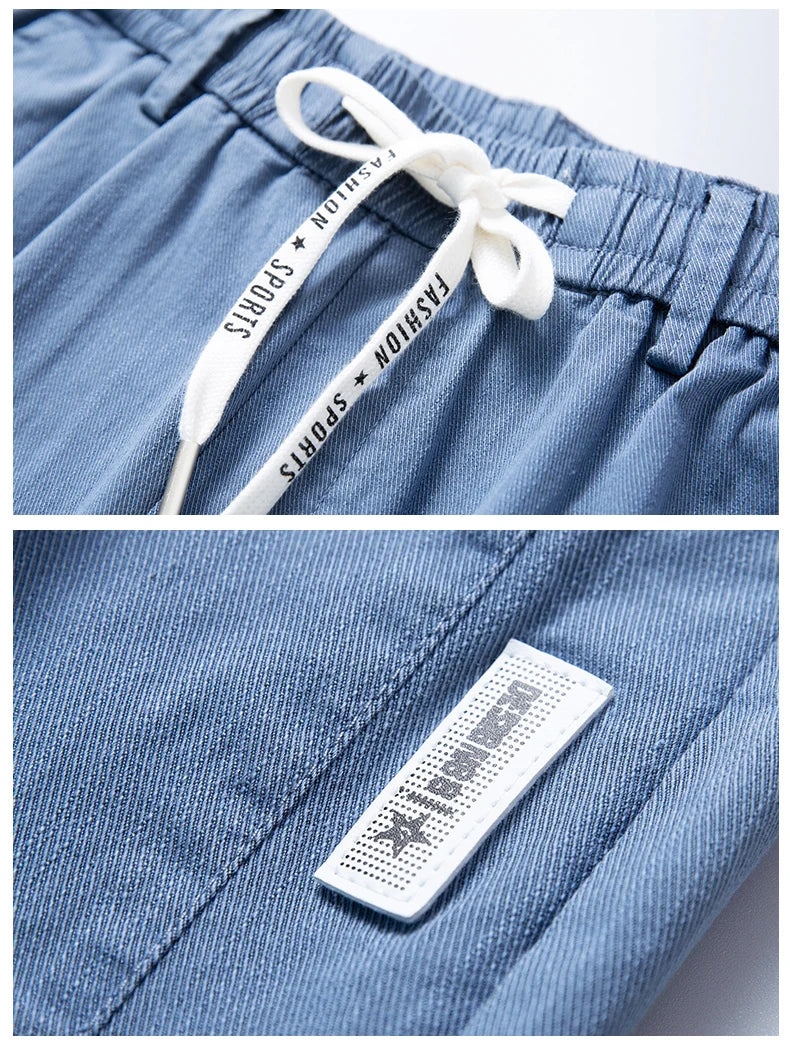 Autumn Cottom Men's Pants Fashion Classic Drawstring Elastic Waist Jogging Stretch Casual Grey Cargo Trousers Male 28-38 - Clikcy