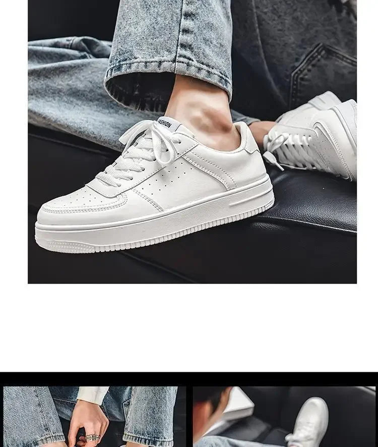 **2025 New White Shoes for Men's Spring Youth Casual Versatile Men's Shoes for Students Pure White Sports Board Shoes - Clikcy