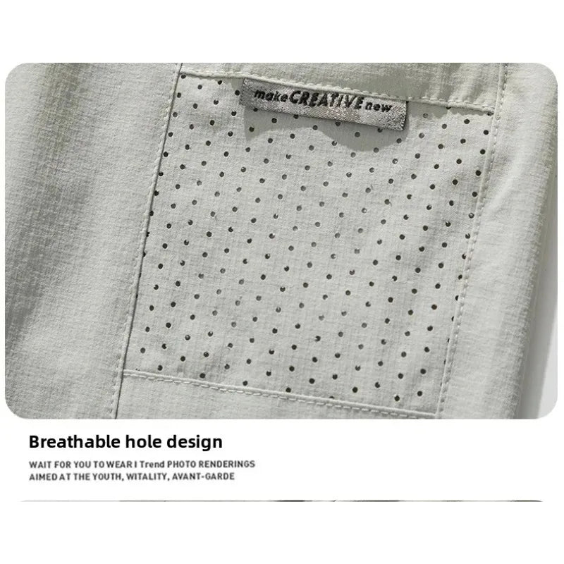 Men's Pants Summer Quick Dry Breathable Ice Silk Work Pants Elastic Casual Sports Large Size Streetwear Men Cargo Pants Vintage - Clikcy