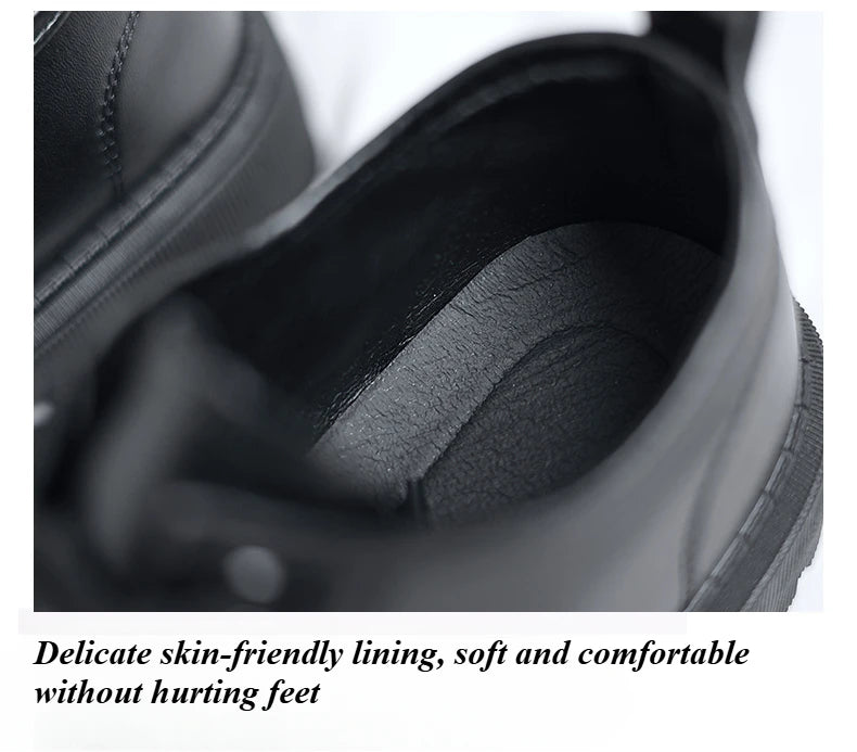 Luxury Men's Genuine Leather Business Formal Shoes British Style Men's Black Platform Lace Up Casual Shoes Zapatos De Cuero 2025