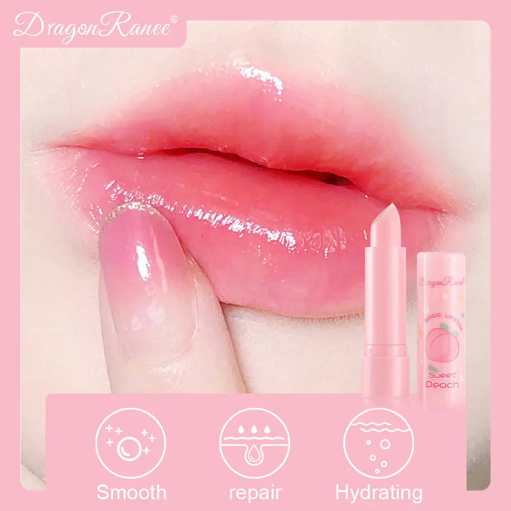 1PC Color Changing Lip Balm Temperature Change Tinted Lipstick Peach Moisturizing Lasting Waterproof Makeup Lip Care Cosmetics - Clikcy
