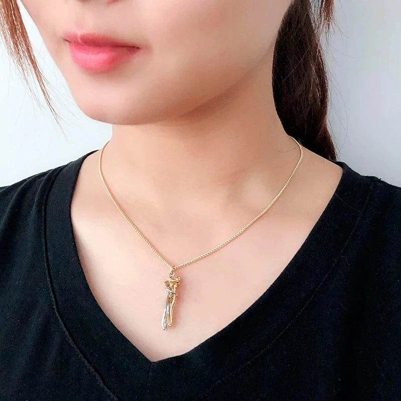 Fashion Hugging Necklace Jewelry Choker Hug Pendant Chain Men Necklaces For Lover Women Couple Men Lady Female Male Gift - Clikcy