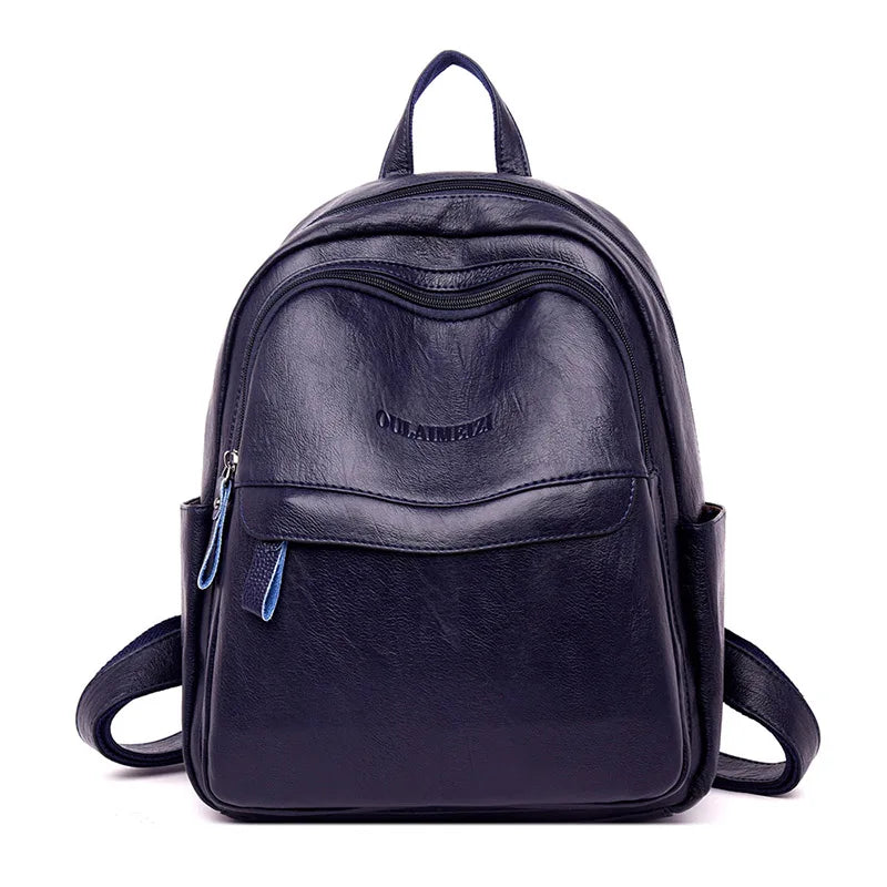 New Women Leather Backpack Designer Shoulder Bags for Women 2023 Back Pack School Bags for Teenage Girls Mochila Feminina - Clikcy