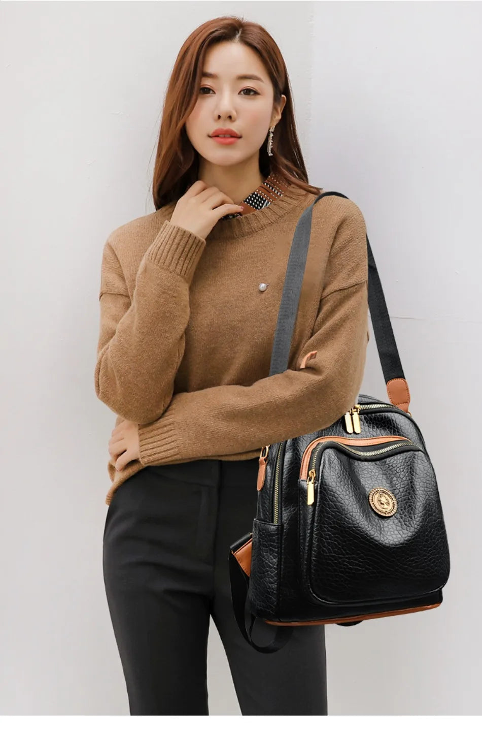 Fashion Women Backpack Designer Pu Leather Travel Back Pack Casual Shoulder Bag High Quality School Bags for Teenagers Girls Sac - Clikcy