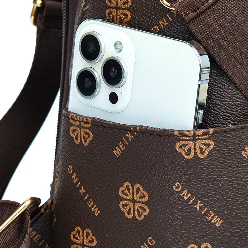 New Hot Women’s Backpack Designer High Quality Soft Leather Fashion Print Backpack Large Capacity Shoulder Bags - Clikcy