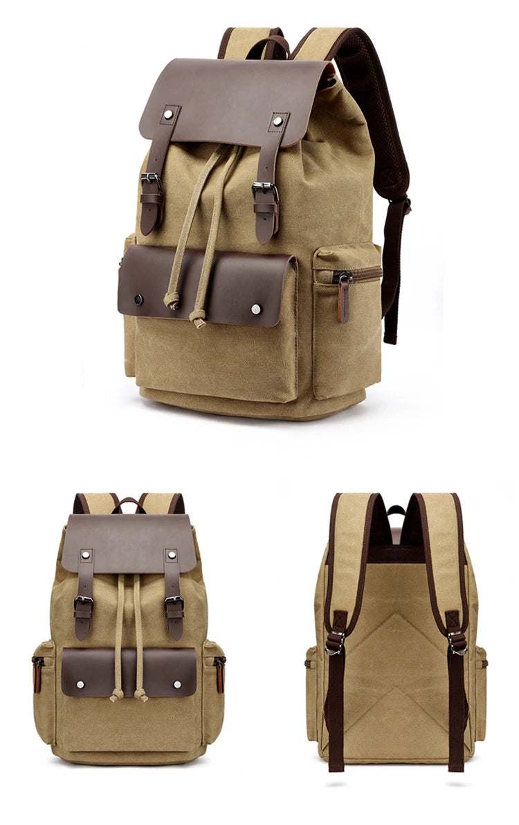 NEW Men's Backpack Vintage Canvas Backpack School Bag Men's Travel Bags Large Capacity Backpack Laptop Backpack Bag High Qualit - Clikcy