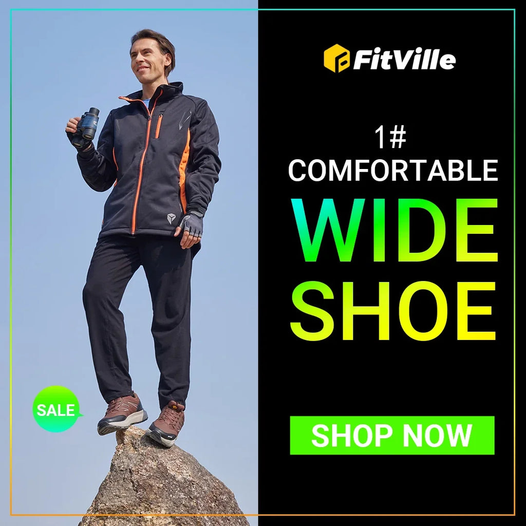 FitVille Men'S Widened Hiking Waterproof Outdoor Work Hiking Shoes With Arch Support To Relieve Heel Pain Lightweight Non-Slip - Clikcy