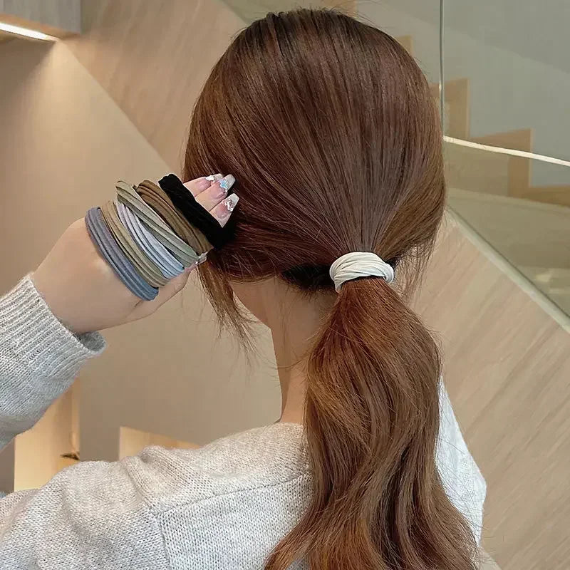 5pcs/Bag Women High Elastic Seamless Hair Rope Durable Girls No Crease Ponytail Holder Rubber Band Hair Accessories - Clikcy