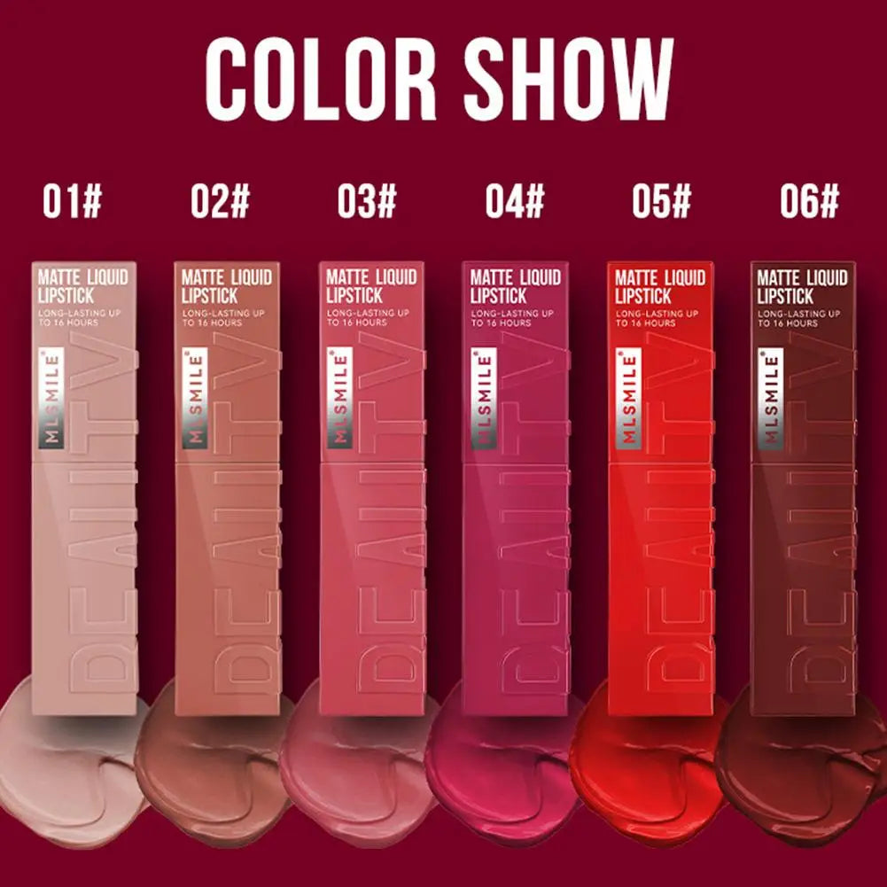 6 Colors Matte Nude Liquid Lipsticks Non-stick Cup Long Lasting Velvet Lip Gloss Not Fading Lip Tint Korean Cosmetics Lip Makeup - Clikcy
