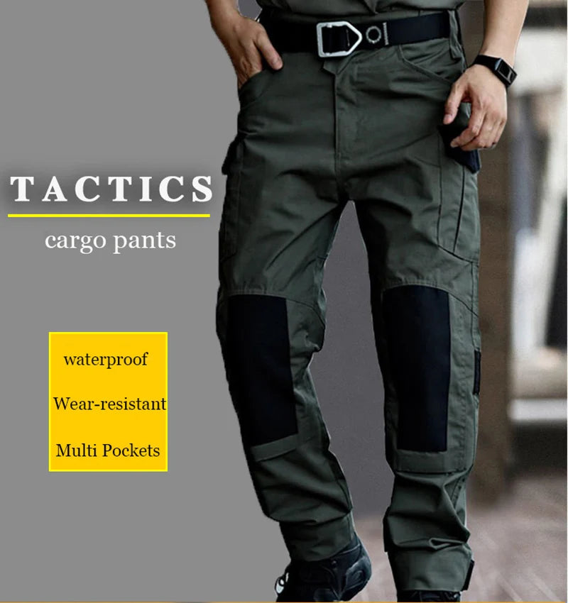 Wear-Resistant Outdoor Tactical Pants Mens Casual Cargo Trousers New Multi-pocket Waterproof Pant Work Hiking Training Trousers - Clikcy