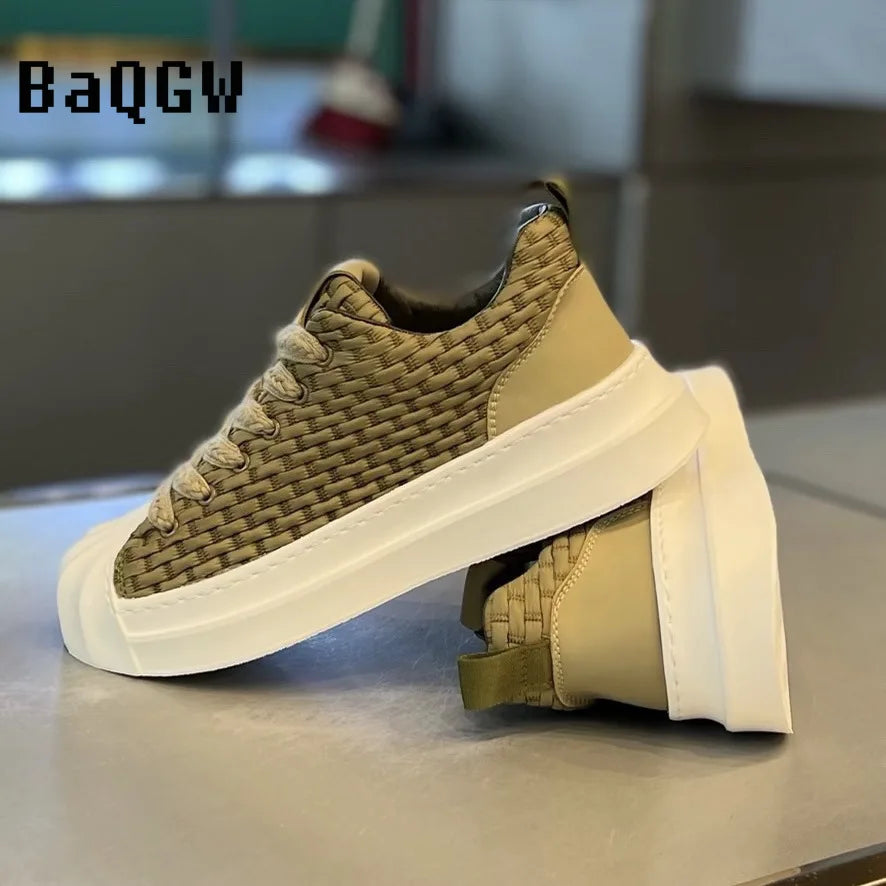 Designer Striped Patchwork Breathable Shoes Man Fashion Soft Lightweight Skateboard Sneakers Retro Camel Summer Shoes Trend 2024 - Clikcy