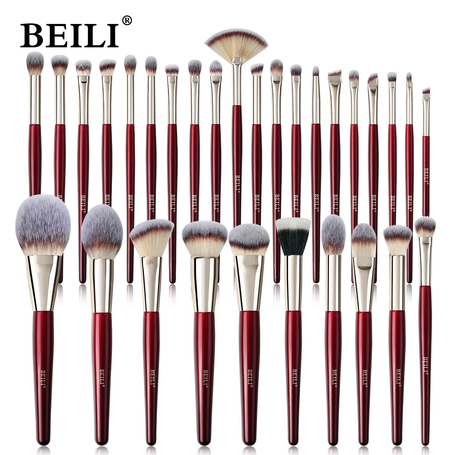 BEILI Professional Makeup Brushes 9/15/30Pcs for Foundation Contour Eyeshadow Blending Synthetic Hair Cosmetics Brush Set - Clikcy