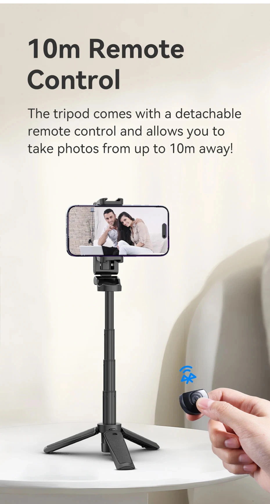 4-in-1 Multi-function Selfie Stick with Wireless Remote Control | Magnetic, Cell Phone Clip Dual Combination, 360° Rotation - Clikcy