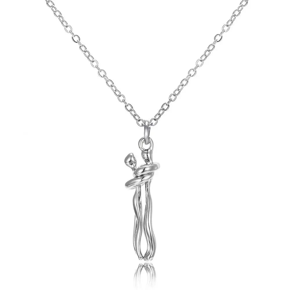 Fashion Hugging Necklace Jewelry Choker Hug Pendant Chain Men Necklaces For Lover Women Couple Men Lady Female Male Gift - Clikcy