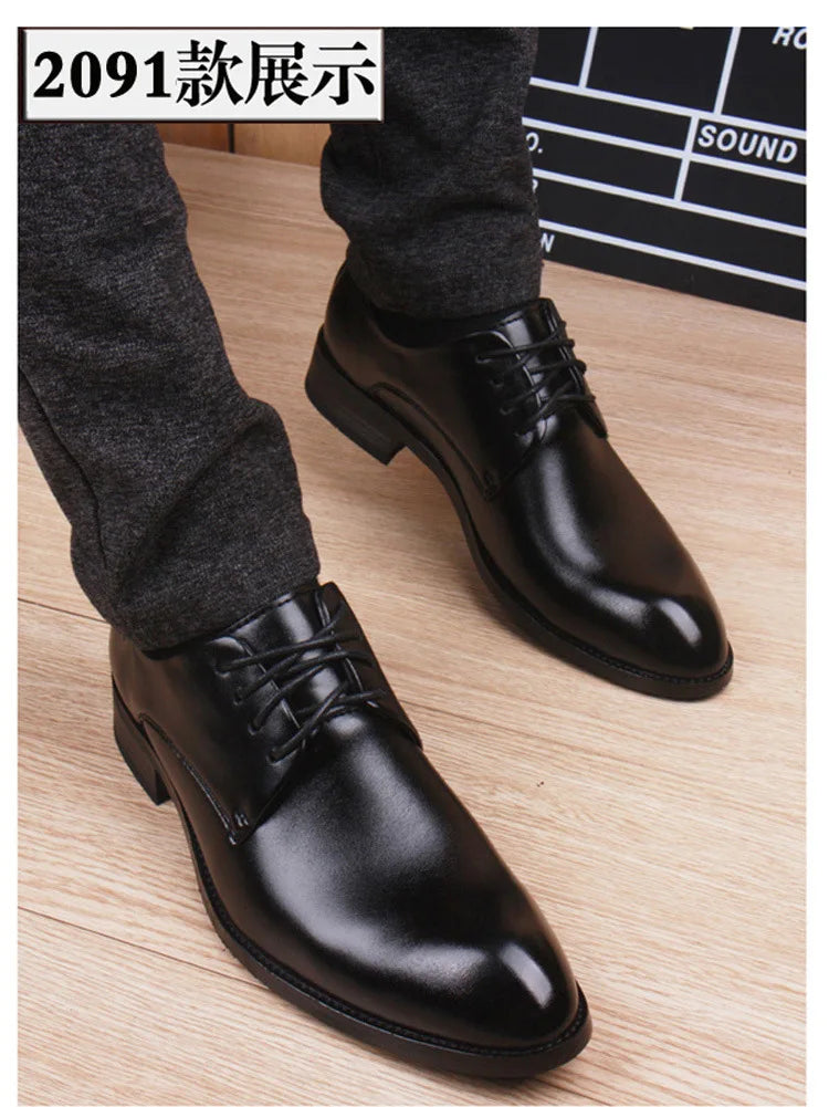 New Black Men Suit Shoes Party Men's Dress Shoes Italian Leather Zapatos Hombre Formal Shoes Men Office Sapato Social Masculino