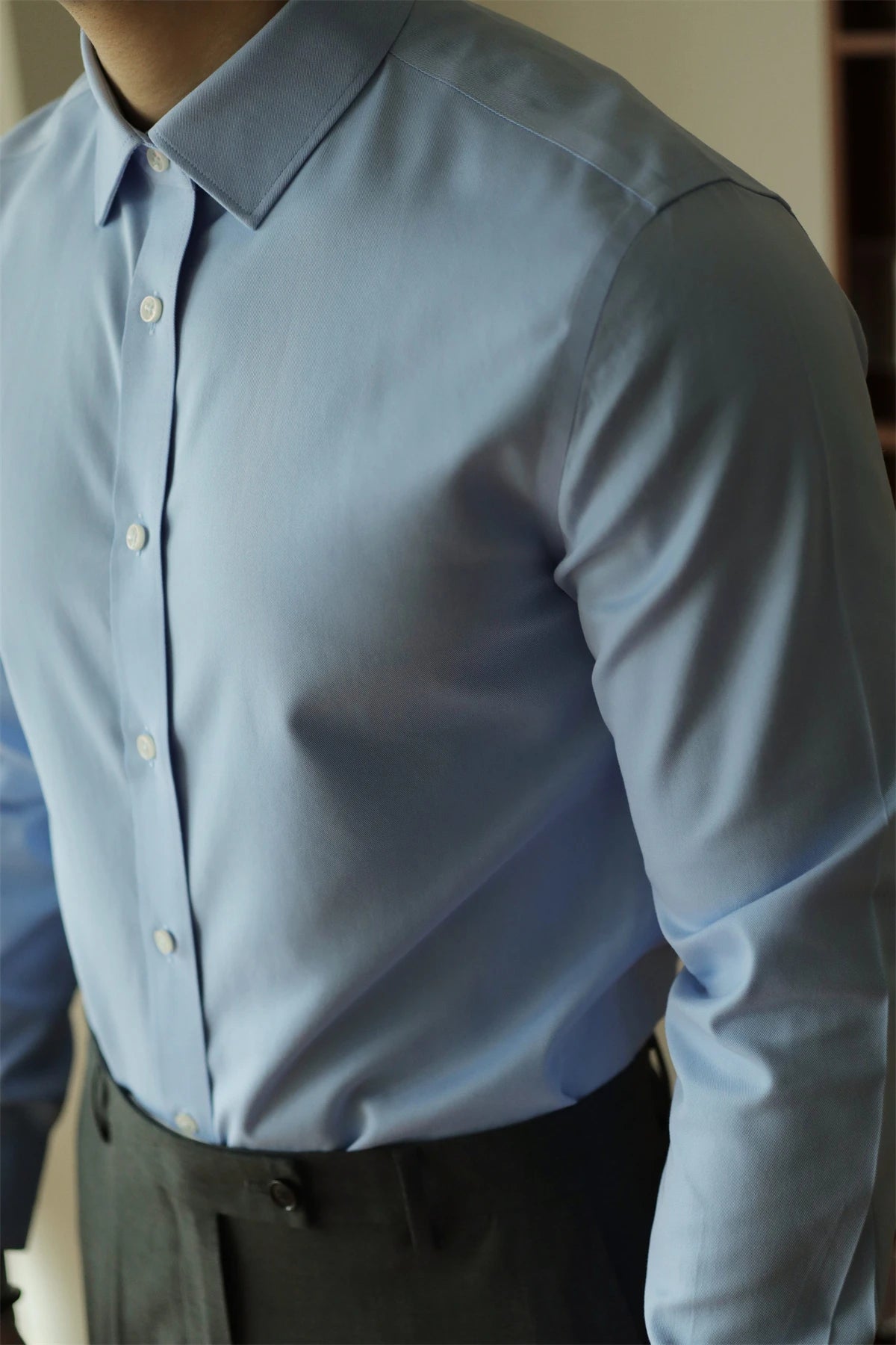 Men's long sleeved shirt casual, simple, high-quality, wrinkle free, slim fit, business formal, all season collection - Clikcy