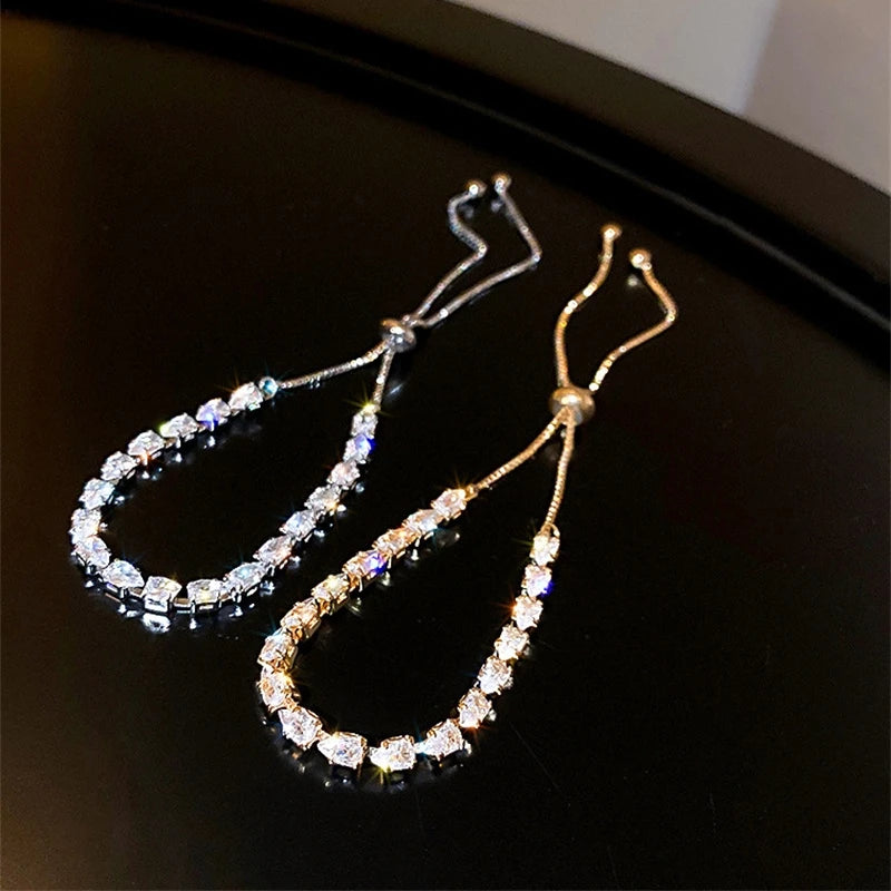 New Fully Inlaid Rhinestone Adjustable Gold Plated Shiny Women's Bracelet Fashion Droplet Shape Zircon Bracelet Jewelry Gift - Clikcy