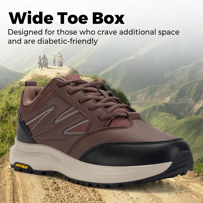 FitVille Men'S Widened Hiking Waterproof Outdoor Work Hiking Shoes With Arch Support To Relieve Heel Pain Lightweight Non-Slip - Clikcy