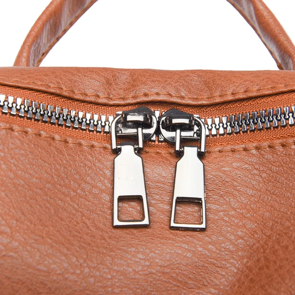 High-quality Leather Women Classic Back Pack 2025 Solid Color Luxury Travel Backpack Casual School Bags Girls Mochilas Feminina - Clikcy