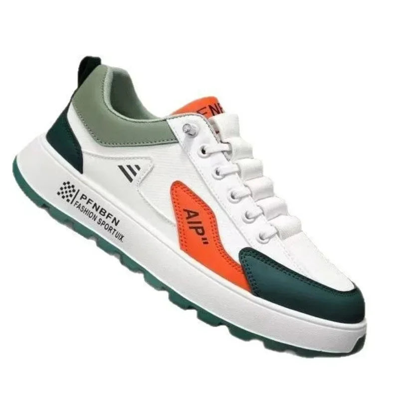 Men's Thick Sole Sneakers Designer Sports Shoes Fashion Casual Fiber Leather Breathable Height Increase Flat Thick Sole Shoes - Clikcy