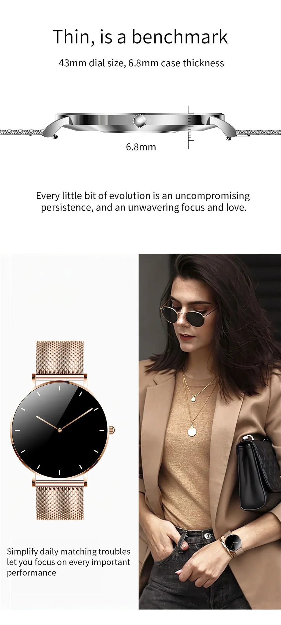 LIGE Ultra Thin Smart Watch Women AMOLED 360*360HD Screen Fashion Ladies Smartbracelet Call Reminder Men Waterproof Smartwatches - Clikcy