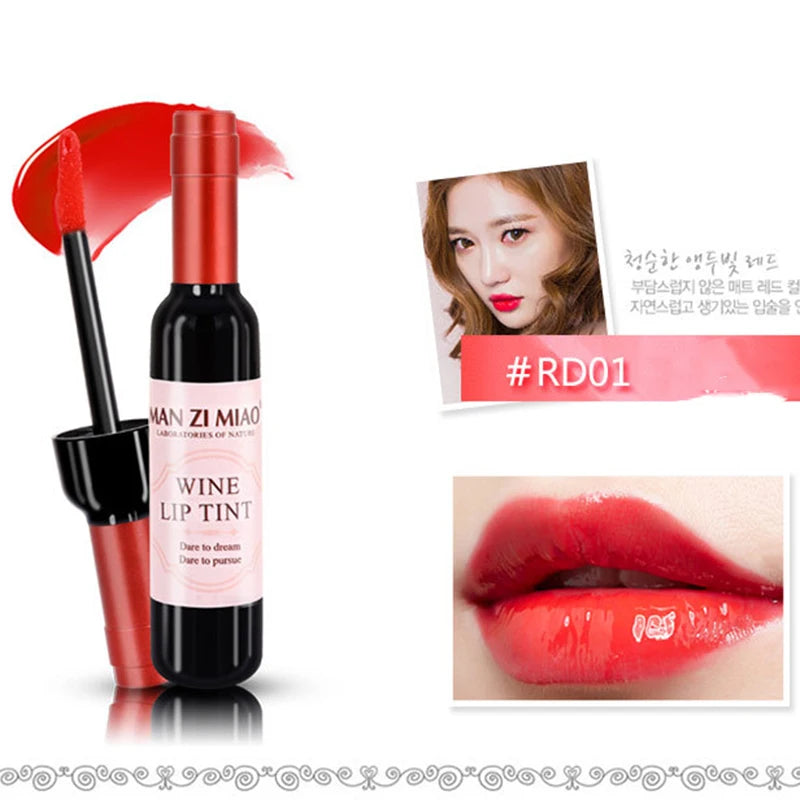 2023 Lipstick Lipgloss Waterproof Long Lasting Lovely Tint Wine Bottle Shape Lip For Women Makeup Gloss Red Sexy Cosmetic - Clikcy