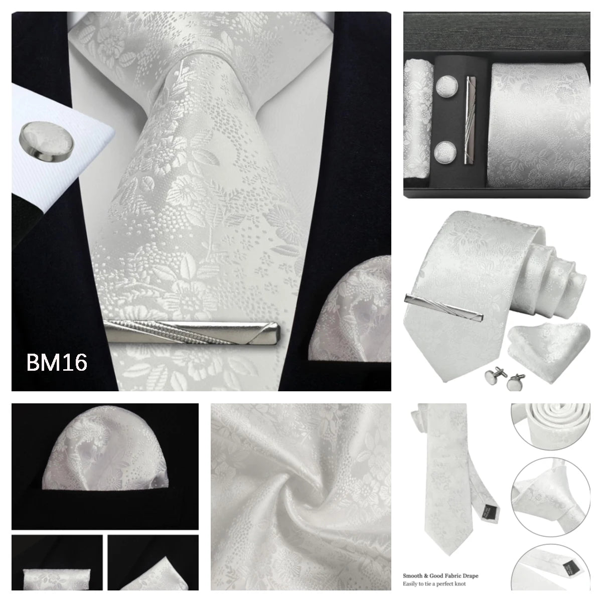 100% Silk Necktie Paisley Floral Mens Tie Top Quality Business Tie Pocket Square Tie Clip Cufflinks Set Classic For Men Gift Box - Clikcy