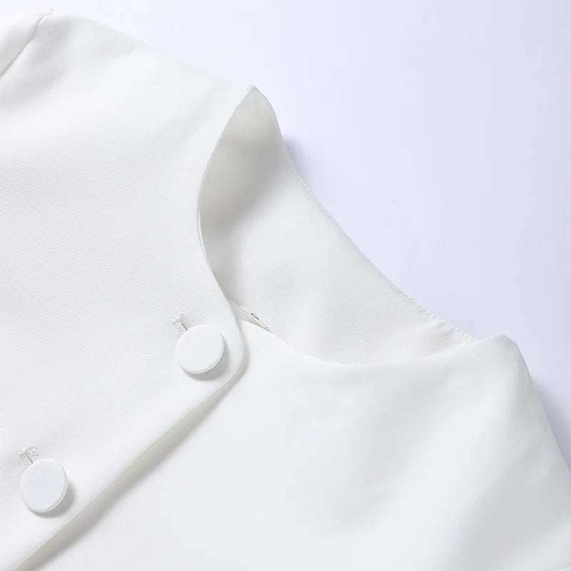 Casual Single Breasted Loose O-neck Blazer Coat Elegant Solid Skirt Set for Women High Waist Skirts Female 2025 Spring Outfit - Clikcy