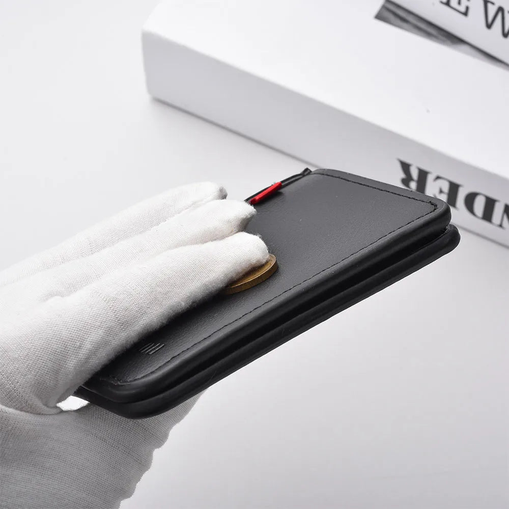 1Pc New Ultra-thin Mini Soft PU Leather Credit Card Wallet Holder Short Vertical High Quality Men's Wallet - Clikcy