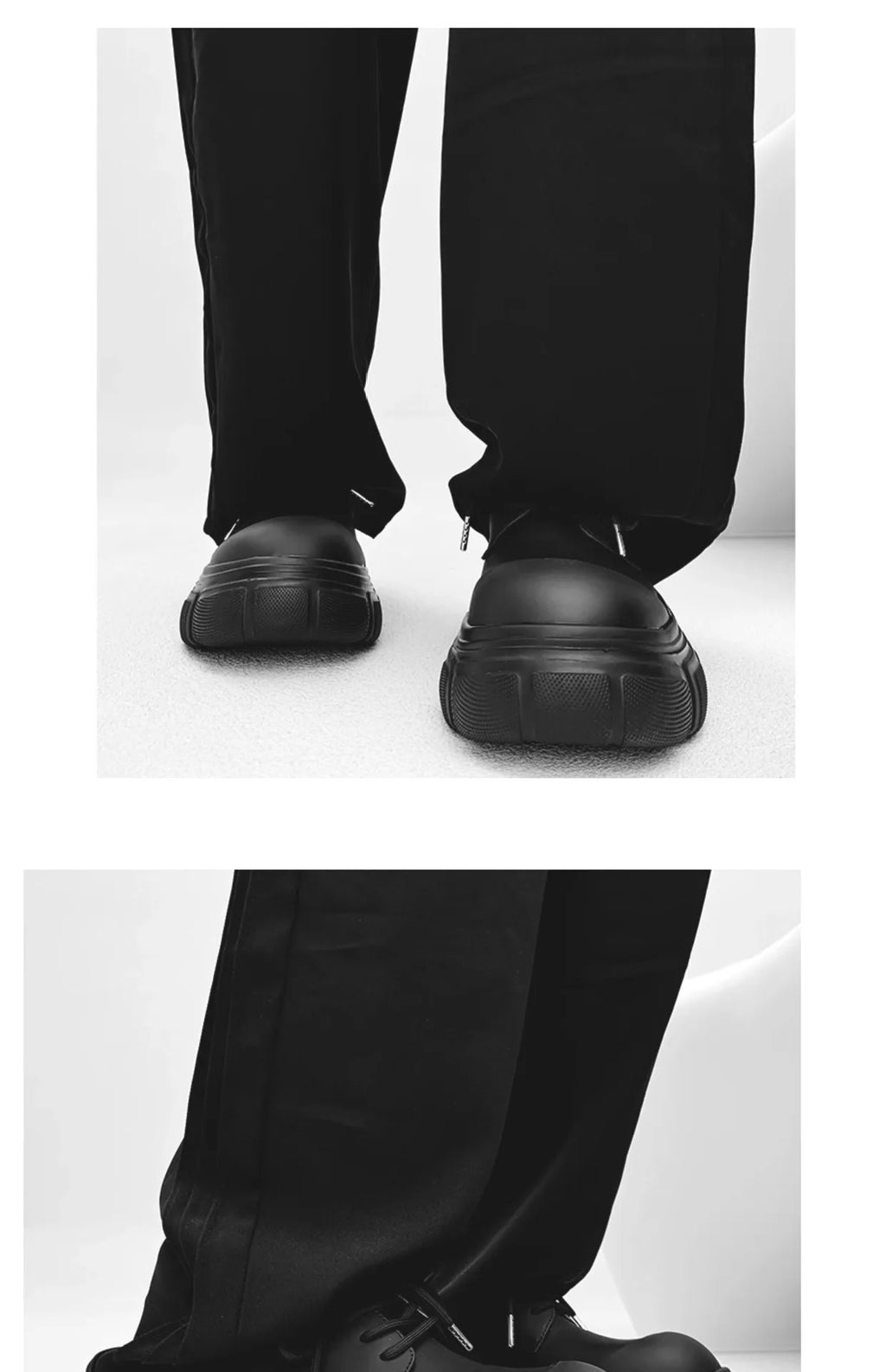 Black Thick Sole Casual Genuine Leather Dress Shoes Men Platform Heighten Japan Harajuku Korean Streetwear Fashion Shoes Man