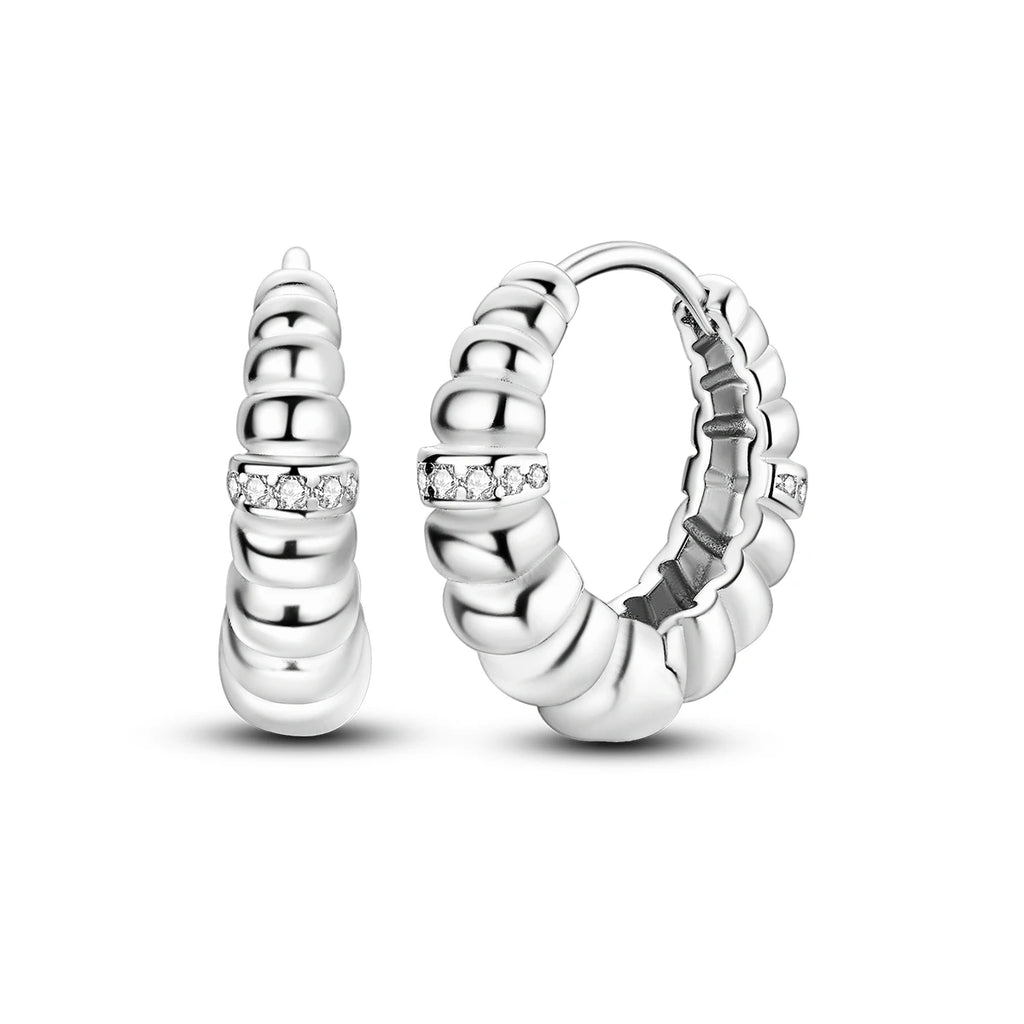 Original 925 Sterling Silver Women Hoop Earrings High Quality Shine Zircon U Shaped Classic Style Earring For Women Jewelry Gift - Clikcy