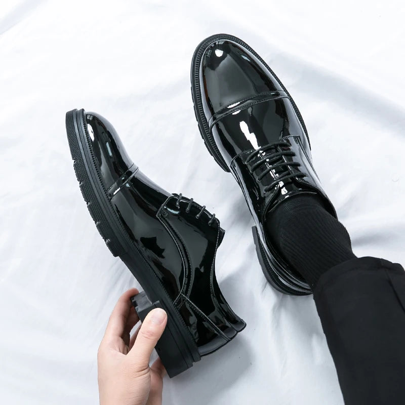 Classic Green Style Casual Derby Formal Shoes Career Office Leather Shoes Pointy Toe Handmade Business Wedding Dress Shoes Men - Clikcy