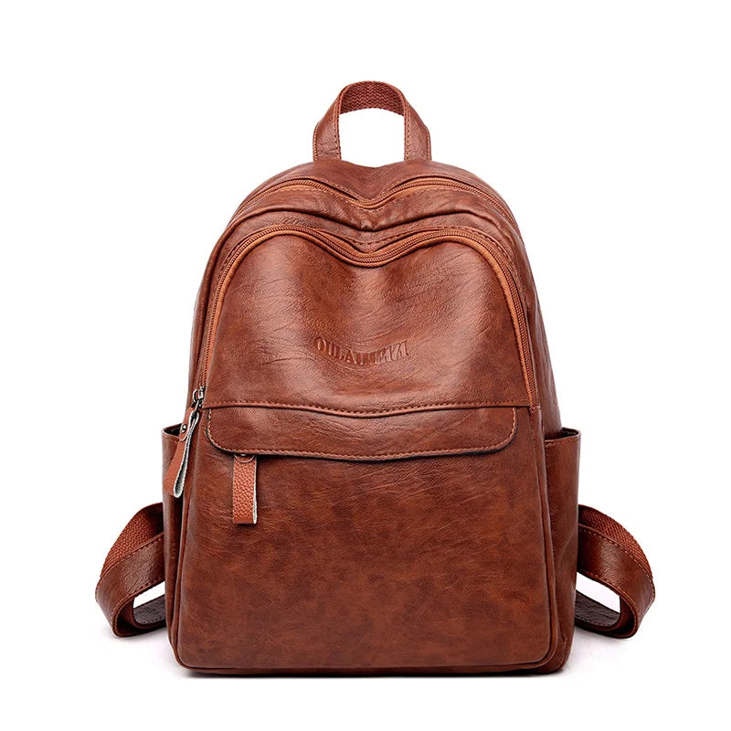 New Women Leather Backpack Designer Shoulder Bags for Women 2023 Back Pack School Bags for Teenage Girls Mochila Feminina - Clikcy