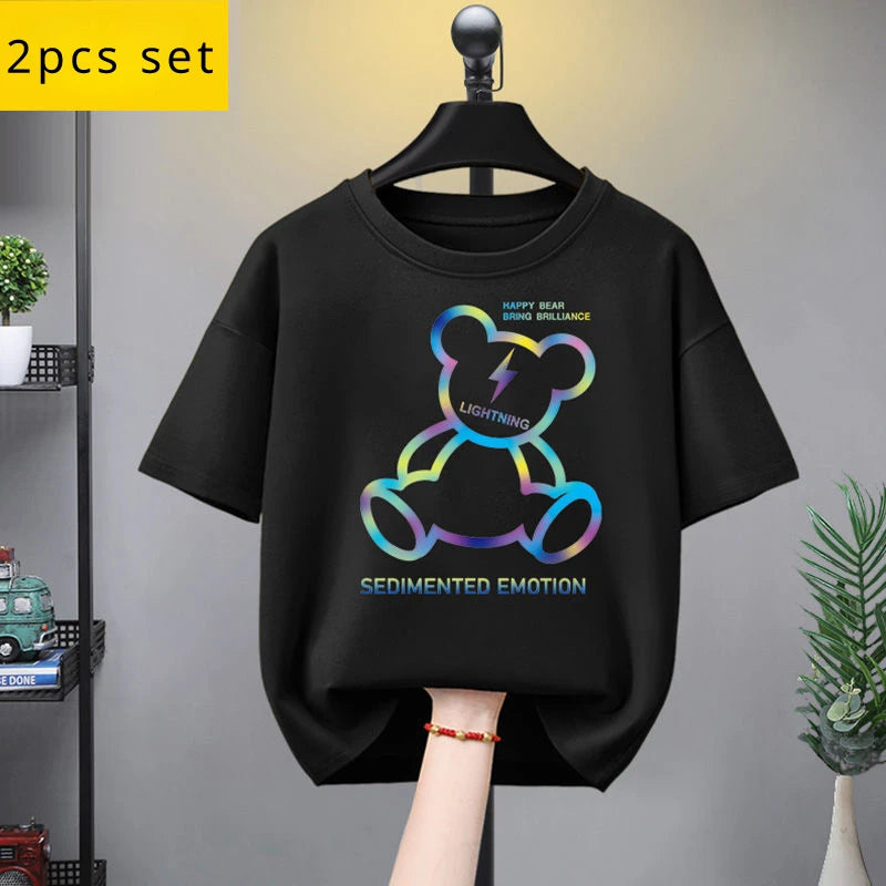 Summer Kid Girls Clothes Set Baby Boy Cartoon Bear Printed T-shirts and Shorts 2 Pieces Suit Children Fashion Outfits Tracksuits - Clikcy