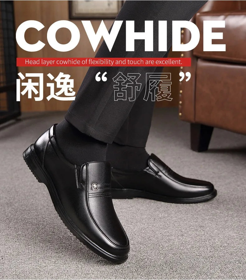 Leather Men Formal Shoes Luxury Brand 2025 Men's Loafers Dress Moccasins Breathable Slip on Black Driving Shoes Plus Size 37-46 - Clikcy