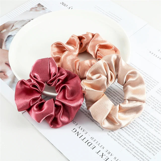 3Pcs/Lot Korean Printing Large Hair Bands For Women Girl Elastic Hair Ring Fashion Scrunchies Dating Party Headdress Accessories