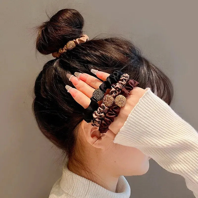 4Pcs/Lot Girl Hair Band Accessories Fashion Large Hair Ties Solid Color Elastic Scrunchies For Women Ponytail Hairstyle - Clikcy