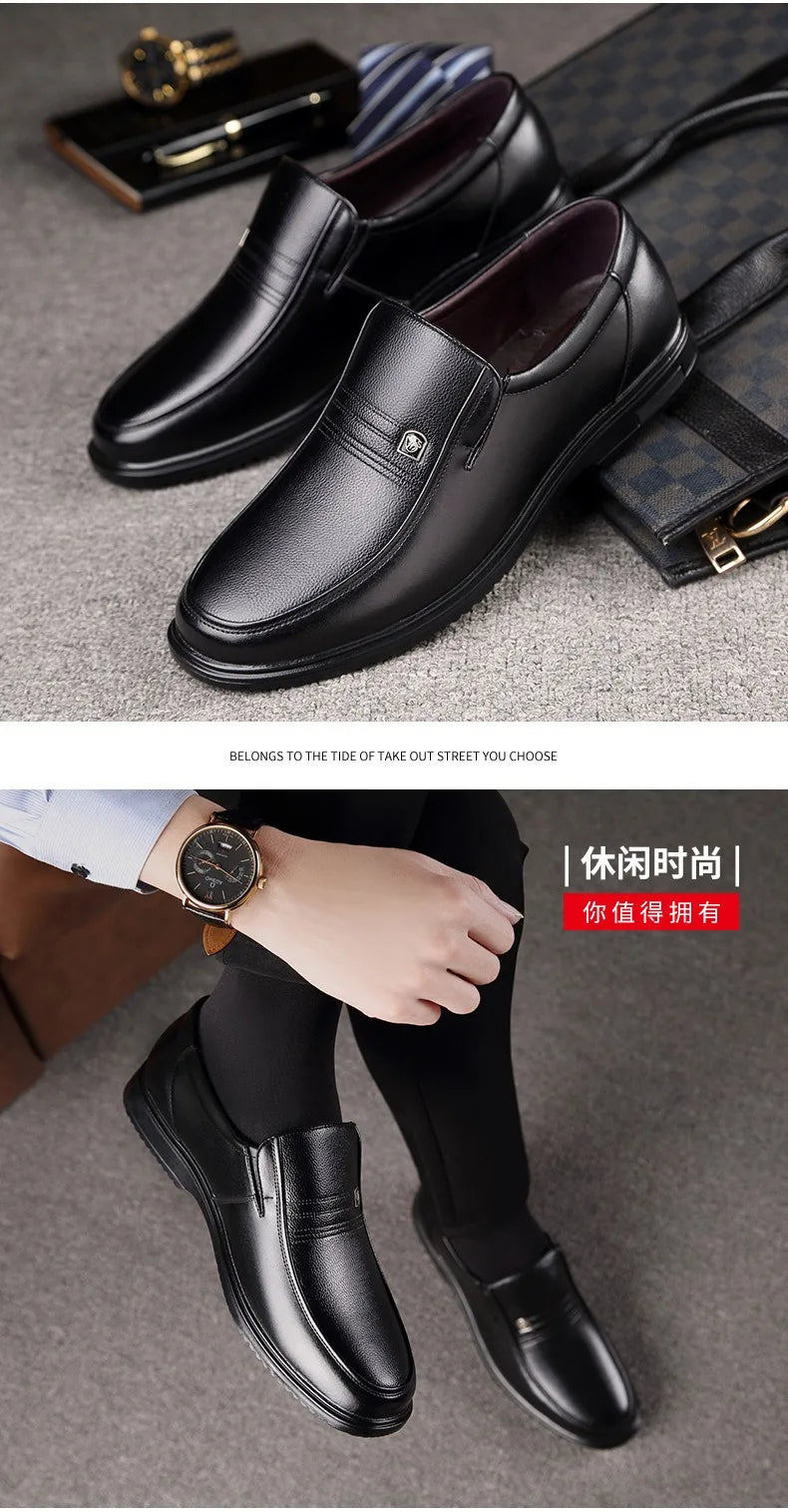 Handmade Genuine Leather Shoes Men Loafers Business Casual Shoes Classic Soft Leather Hombre Breathable Flat Shoes - Clikcy