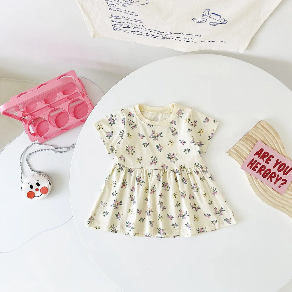 Sanlutoz Short Sleeve Summer Baby Dress Cute Pattern Casual Kids Girls Clothing Dress Cotton - Clikcy