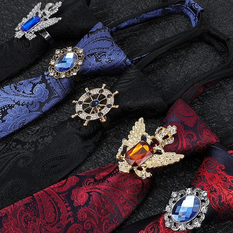 Vintage Knight Business Shirt Tie Buckle Collar Clip Tie Hoop Rudder Eagle Tie Hoop Crystal Rhinestone Jewelry Men Accessories - Clikcy
