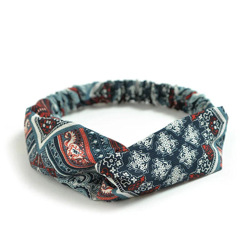 2024 Fashion Women Girls Bohemian Hair Bands Print Headbands Vintage Cross Turban Bandage Bandanas HairBands Hair Accessories