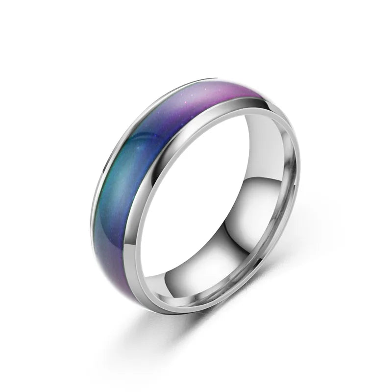 5 Colors Stainless Steel Changing Color Rings Mood Emotion Feeling Temperature Ring for Women Men Couples Ring Tone Jewelry Gift - Clikcy